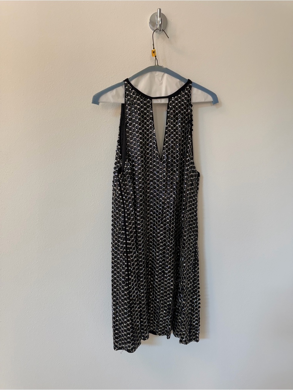 Parker Black and White Beaded Mini Dress